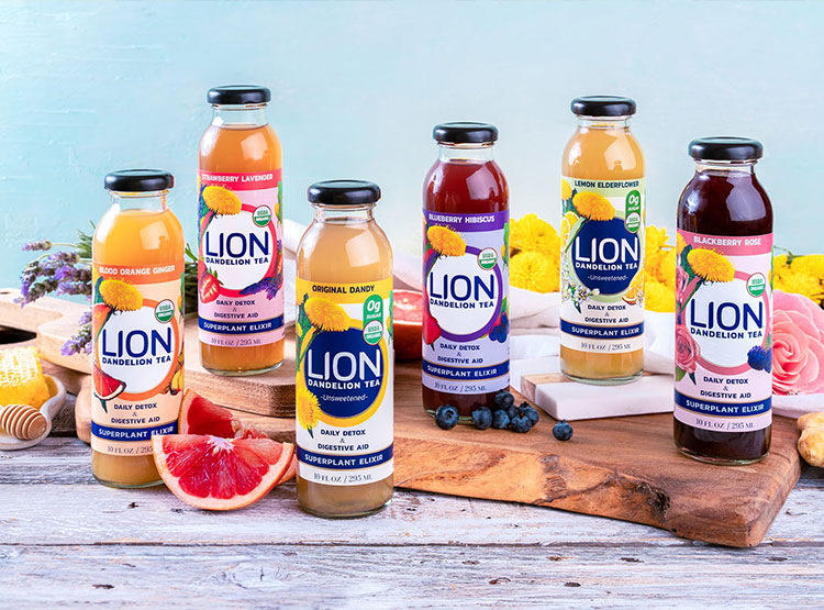 鮮艷的本色和植物插畫！Lion tea蒲公英茶包裝設(shè)計